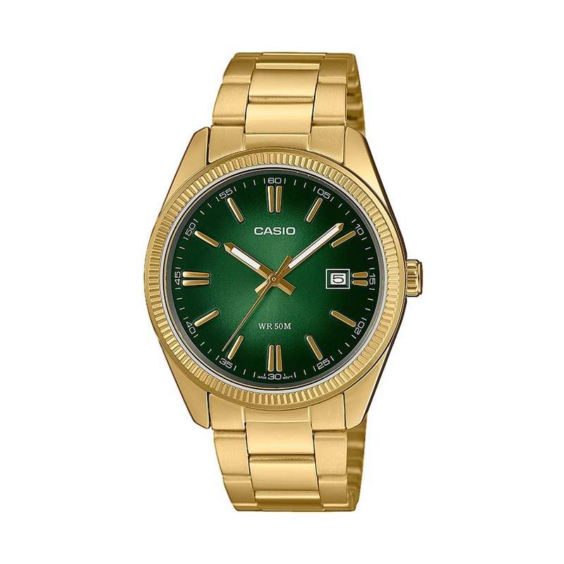 CASIO COLLECTION DATE, GOLD - GREEN (MTP-1302PGC-3AVEF)