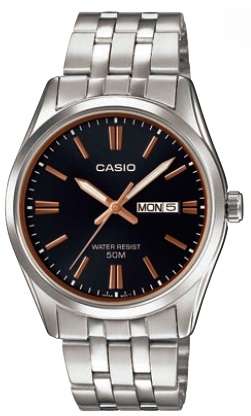 CASIO COLLECTION DATE, BRACELET - BLACK (MTP-1335D-1A2VDF)