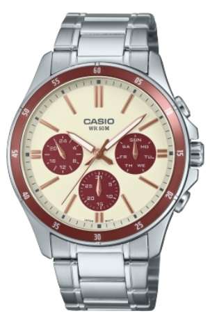 CASIO COLLECTION MULTIFUNCTION CALENDAR - CHAMPAGNE & BORDEAUX (MTP-1374D-5A2VDF)