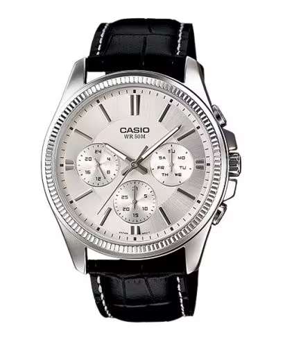 CASIO DAY DATE MULTIFUNCTION,  LEATHER - WHITE (MTP-1375L-7AVDF)