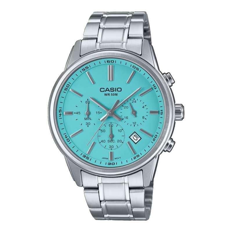 CASIO COLLECTION CHRONO DATE - AQUA GREEN (MTP-E515D-2A2VDF)