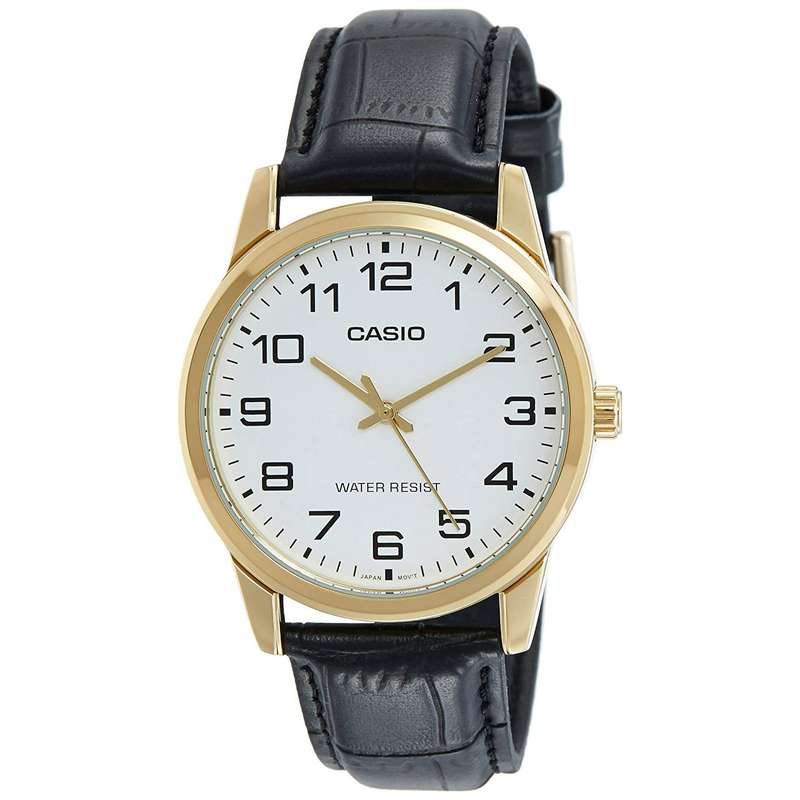 CASIO COLLECTION ONLY TIME GOLD, LEATHER - WHITE (MTP-V001GL-7BUDF)
