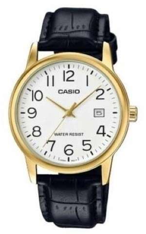 CASIO COLLECTION DATE GOLD, LEATHER - WHITE (MTP-V002GL-7B2UDF)