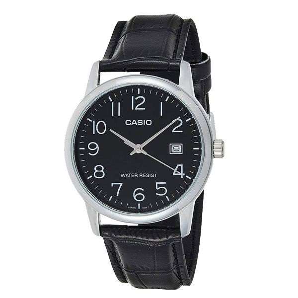 CASIO COLLECTION DATE, LEATHER - BLACK (MTP-V002L-1BUDF)