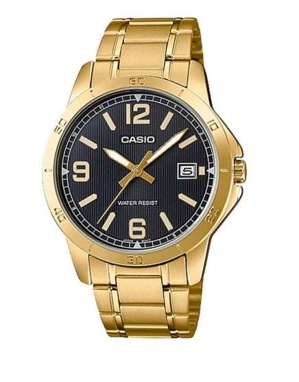 CASIO COLLECTION CASUAL DATE GOLD - BLACK (MTP-V004G-1BUDF)
