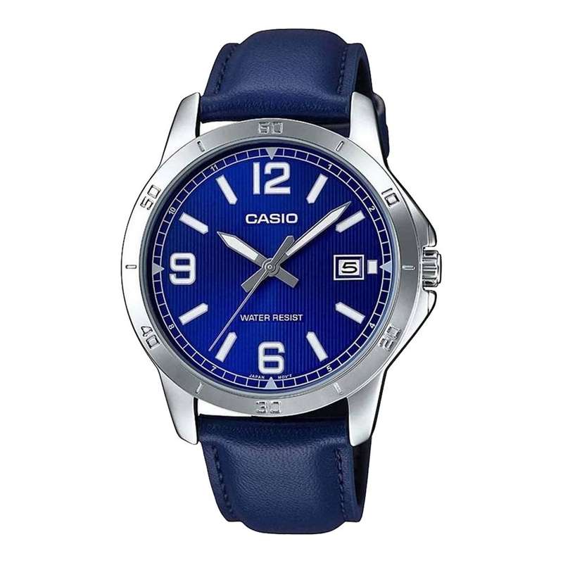 CASIO COLLECTION CASUAL DATE, LEATHER - BLUE (MTP-V004L-2BUDF)