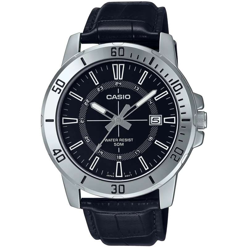 CASIO SPORT COLLECTION DIVER 50M LEATHER - BLACK (MTP-VD01L-1CVUDF)