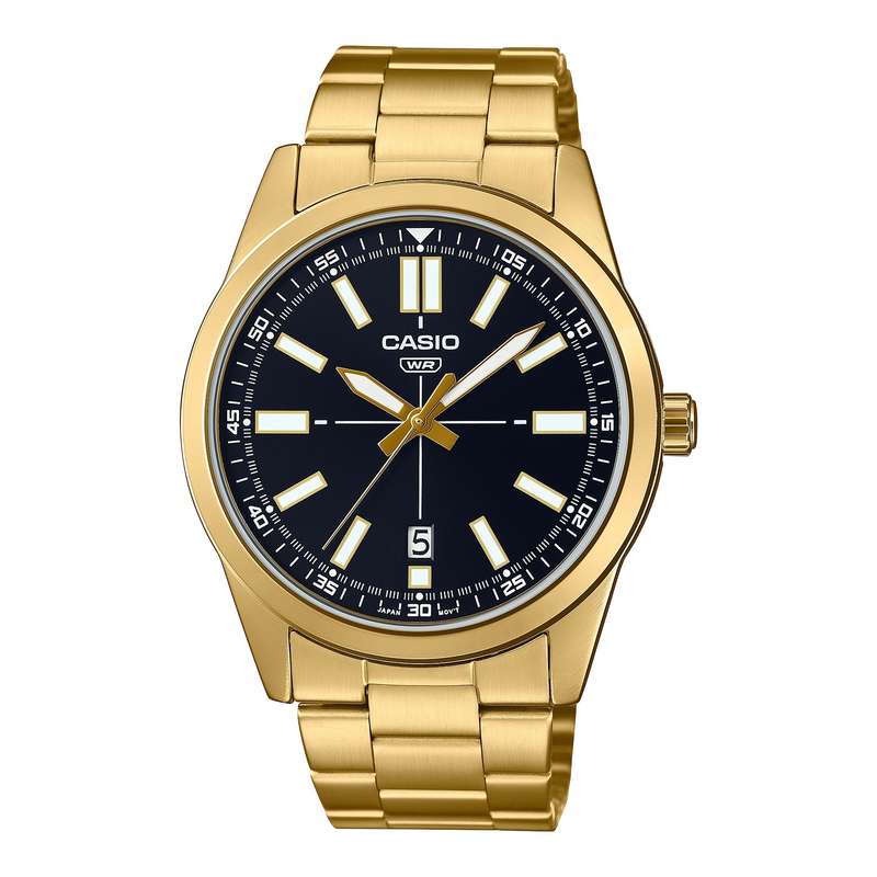 CASIO COLLECTION CASUAL DATE GOLD SERIE - BLACK (MTP-VD02G-1EUDF)