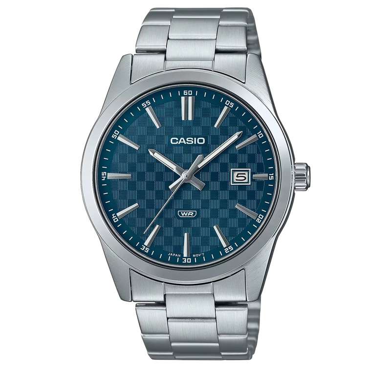 CASIO COLLECTION DATE - CARBON LOOK - PETROL BLUE (MTP-VD03D-2A2UDF)