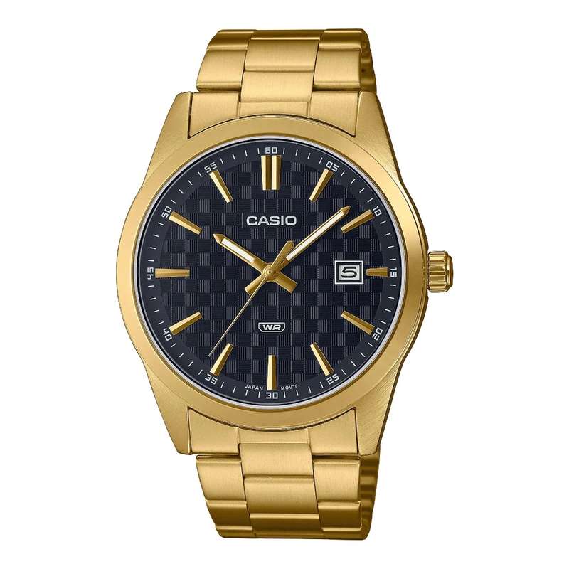CASIO COLLECTION DATE GOLD - CARBON LOOK - BLACK (MTP-VD03G-1AUDF)