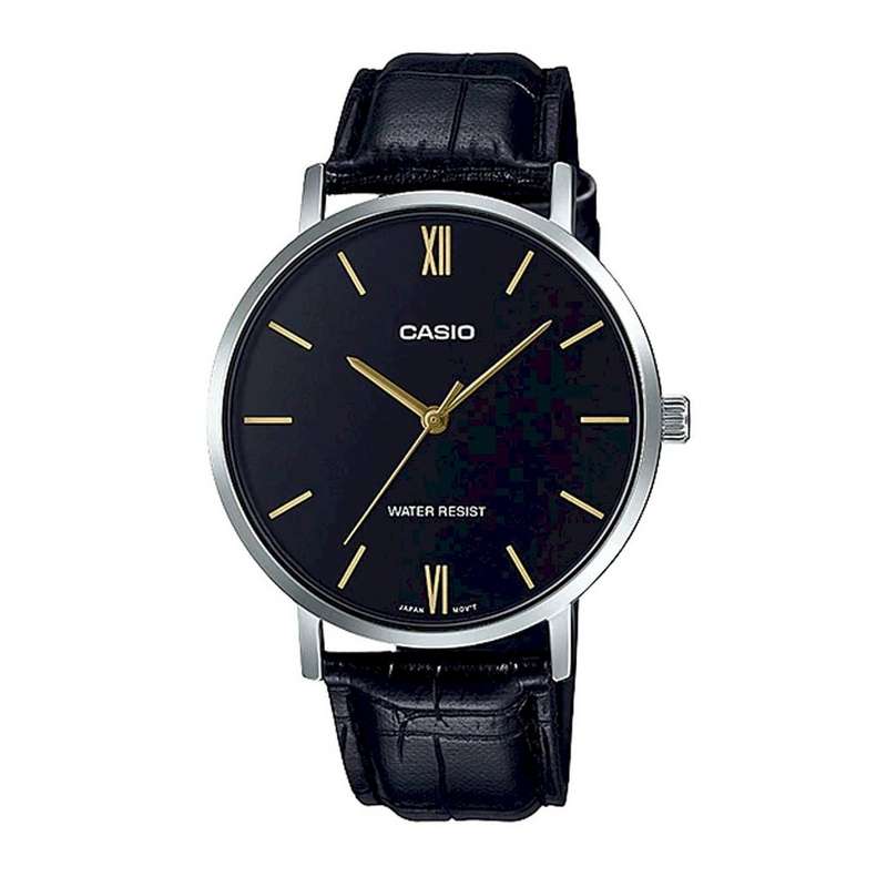 CASIO COLLECTION MINIMAL, LEATHER - BLACK (MTP-VT01L-1BUDF)