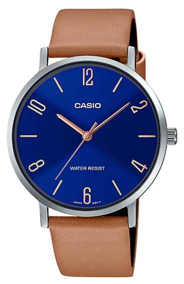 CASIO COLLECTION MINIMAL, LEATHER - BLUE (MTP-VT01L-2B2UDF)