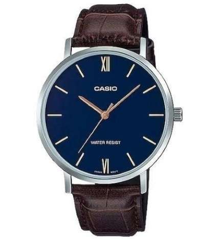 CASIO COLLECTION MINIMAL, LEATHER - BLUE (MTP-VT01L-2BUDF)