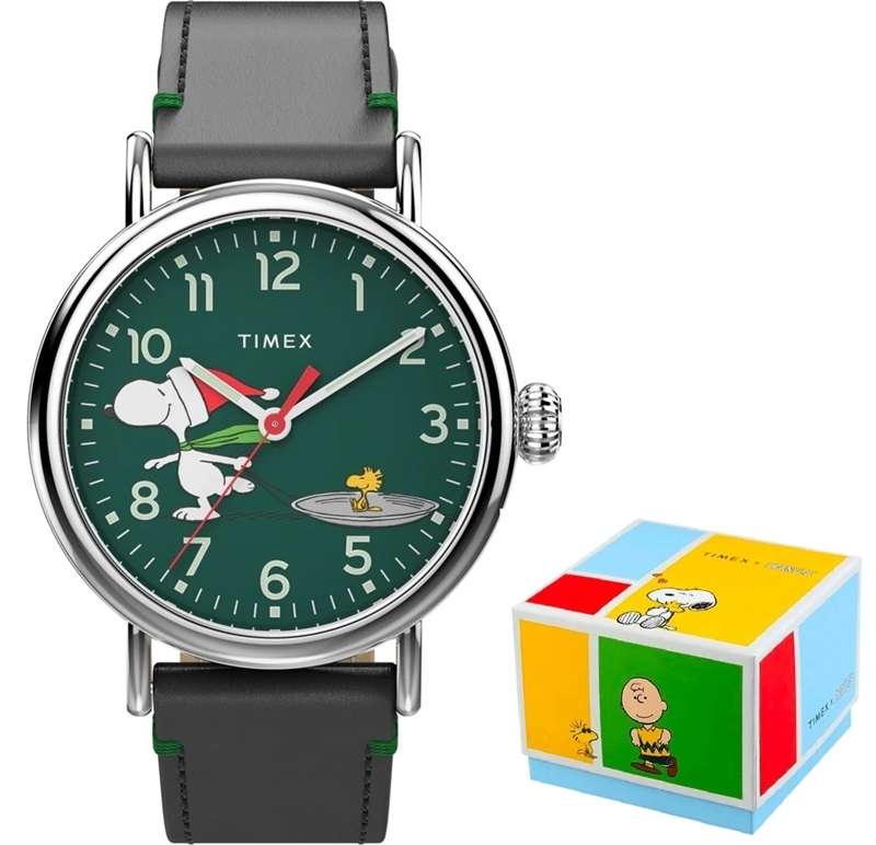 TIMEX PEANUTS COLLECTION - THE WATERBURY - Snoopy Woodstock Ice Skating - Special Pack (TW2V60200)