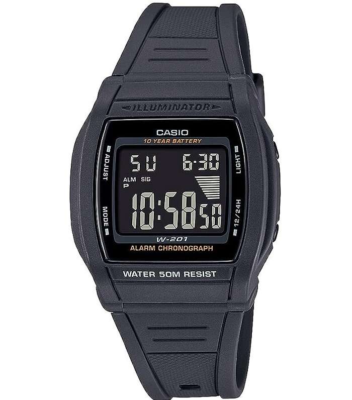 CASIO DIGITAL SPORT Bold dial, Led light, 10 Year battery (W-201-1BVDF)