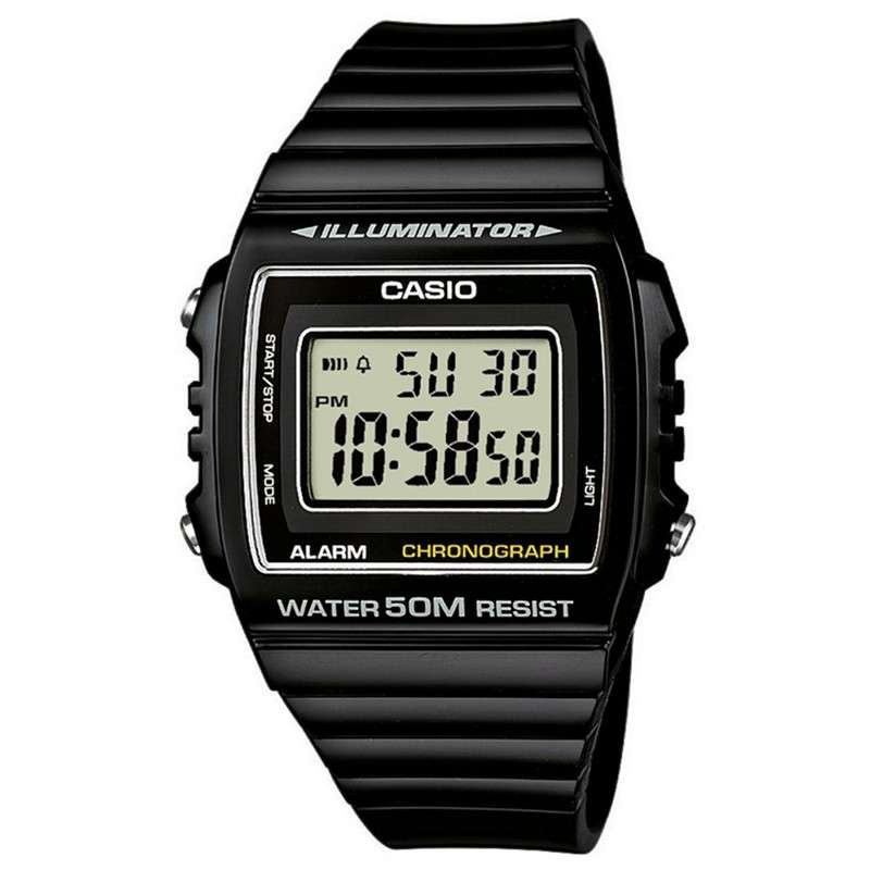 CASIO TIMELESS COLLECTION SPORT ILLUMINATOR WR 50M, ALARM, CHRONOGRAPH - BLACK (W-215H-1AVDF)