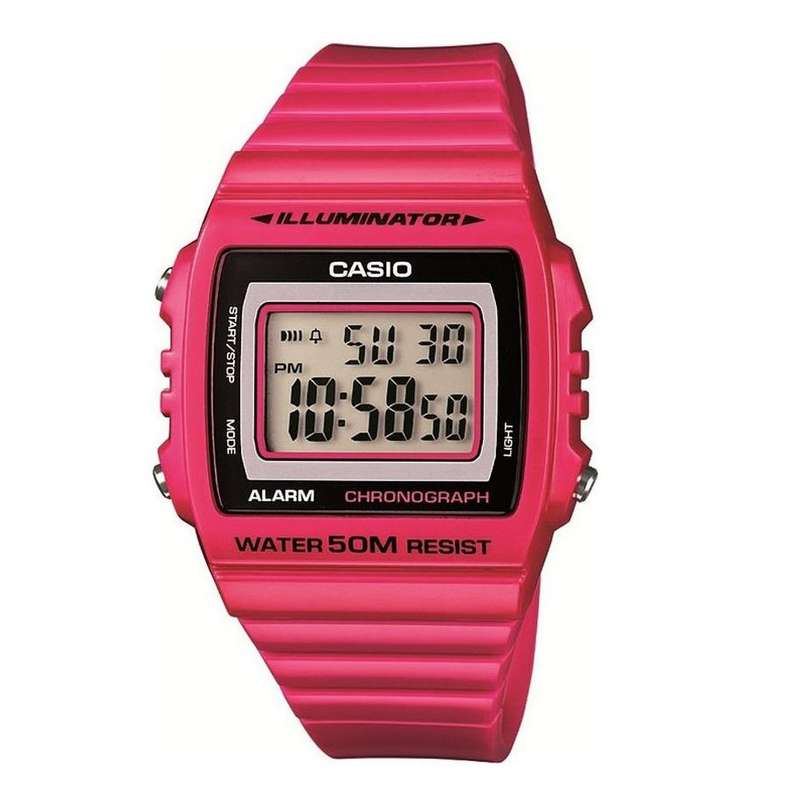 CASIO TIMELESS COLLECTION SPORT ILLUMINATOR WR 50M, ALARM, CHRONOGRAPH - PINK (W-215H-4)