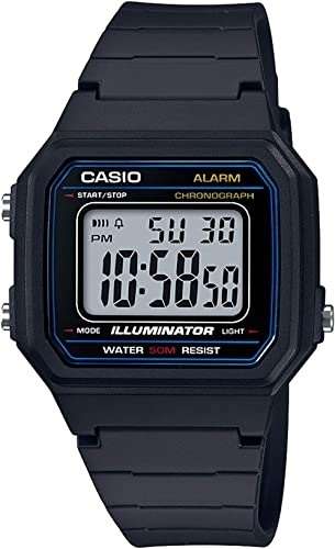 CASIO TIMELESS COLLECTION SPORT ILLUMINATOR WR 50M, ALARM, CHRONOGRAPH - BLACK (W-217H-1AVDF)