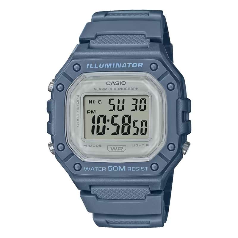 CASIO TIMELESS COLLECTION SPORT ILLUMINATOR WR 50M, ALARM, CHRONOGRAPH - AVIO - COLORED SERIE (W-...