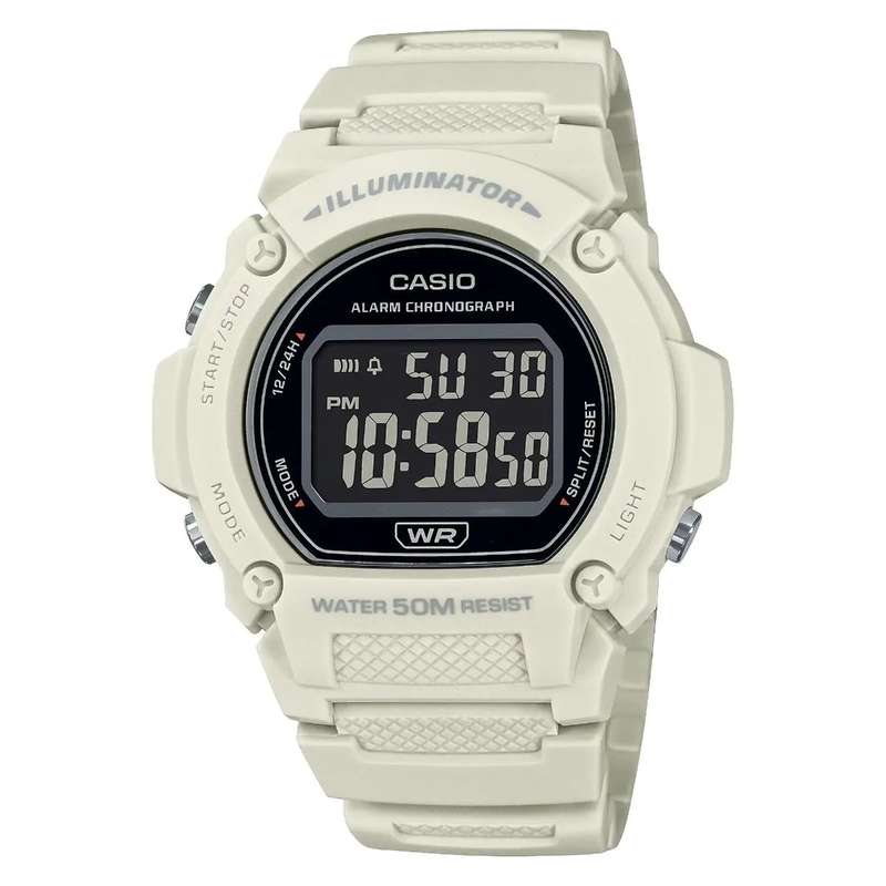 CASIO TIMELESS COLLECTION SPORT- ILLUMINATOR, WR 50M, ALARM, CHRONOGRAPH - WHITE - COLORED SERIE ...