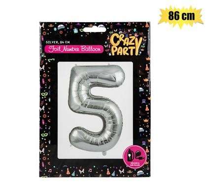 Balloon helium foil silver 5 86cm f-03
