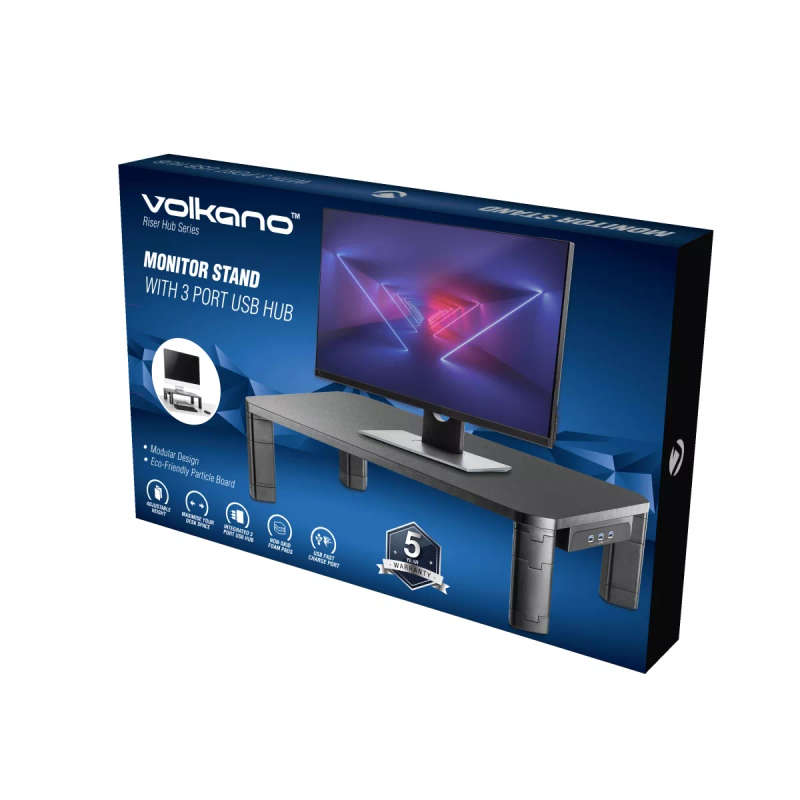 Volkano Riser Hub Series Monitor Stand with 3-port USB Hub