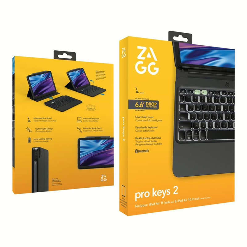 ZAGG Pro Keys 2 Bluetooth Mobile Workstation for 11-inch iPad Air M3/M2 Black 