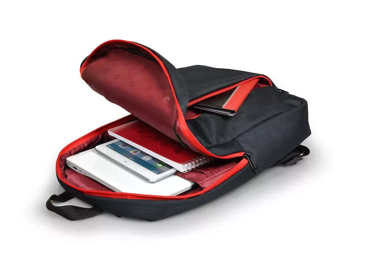 Port Designs Portland Backpack Black and Red Linen and Polyester