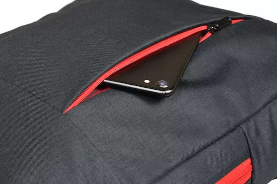 Port Designs Portland Backpack Black and Red Linen and Polyester