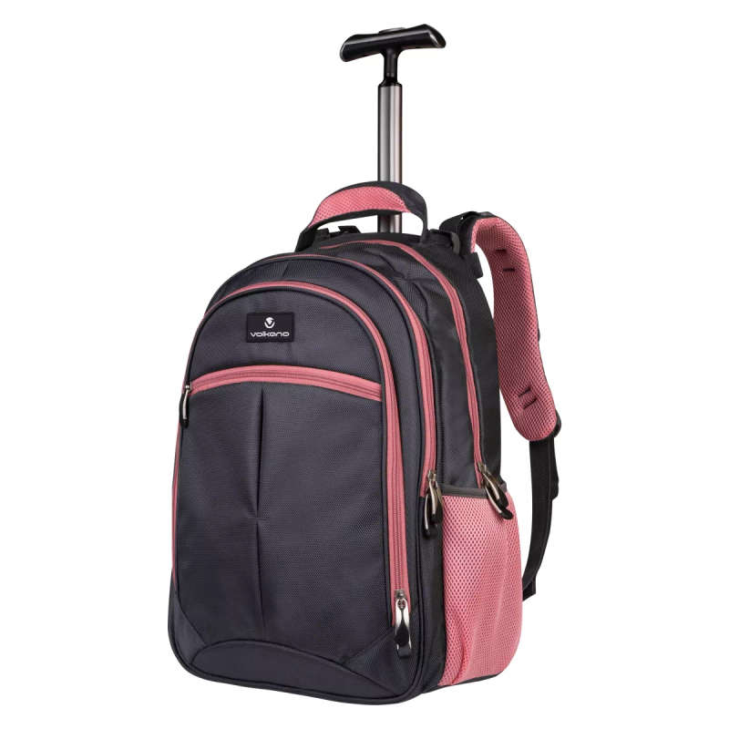 Volkano Orthopaedic Trolley Notebook Backpack Grey Pink