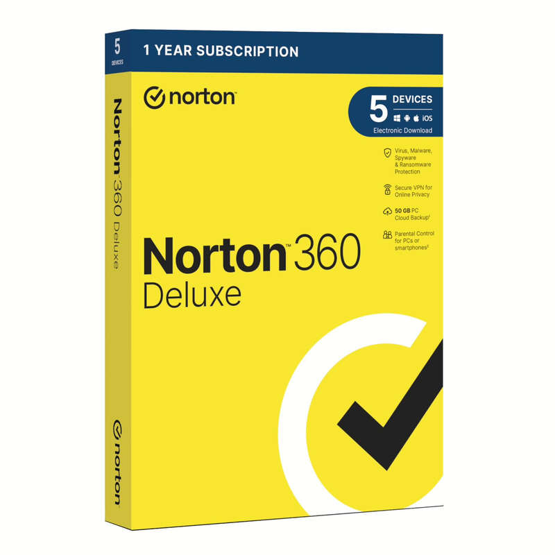 Norton 360 Deluxe 50GB - 5 Devices (Physical Package)