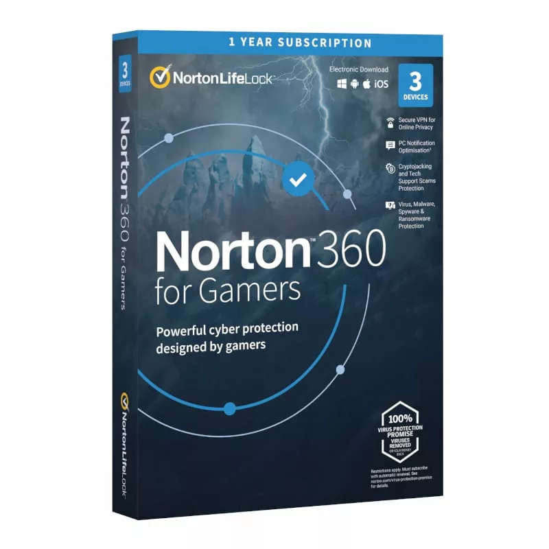 Norton 360 for Gamers for 1x PC Mac Smartphone or Tablet - Single-user 1-year Subscription Download