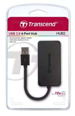 Transcend HUB2 Black 4-port USB 3.0 Hub