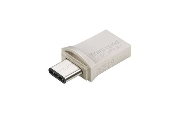 Transcend JetFlash 890 64GB USB 3.2 Gen 1 Type-A / Type-C Black and Silver USB Flash Drive