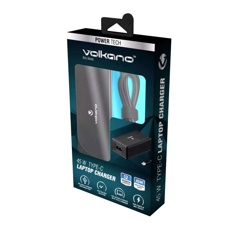 Volkano Brio Series Type-C 45W Laptop Charger