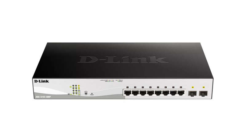 D-Link 8-Ports 10/100/1000Base-T PoE Smart Switch Plus 2 SFP Ports - 130W PoE budget