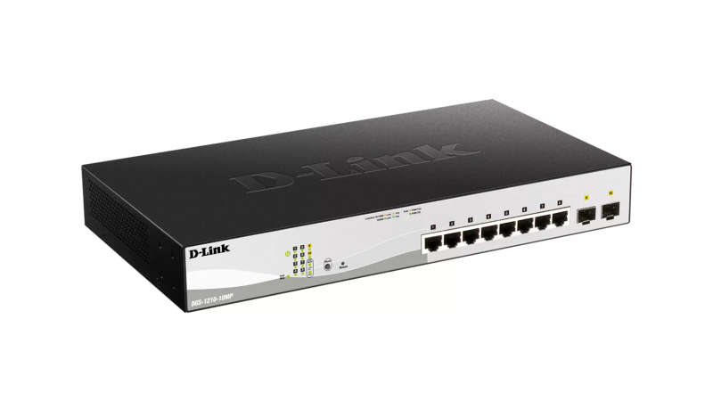 D-Link 8-Ports 10/100/1000Base-T PoE Smart Switch Plus 2 SFP Ports - 130W PoE budget
