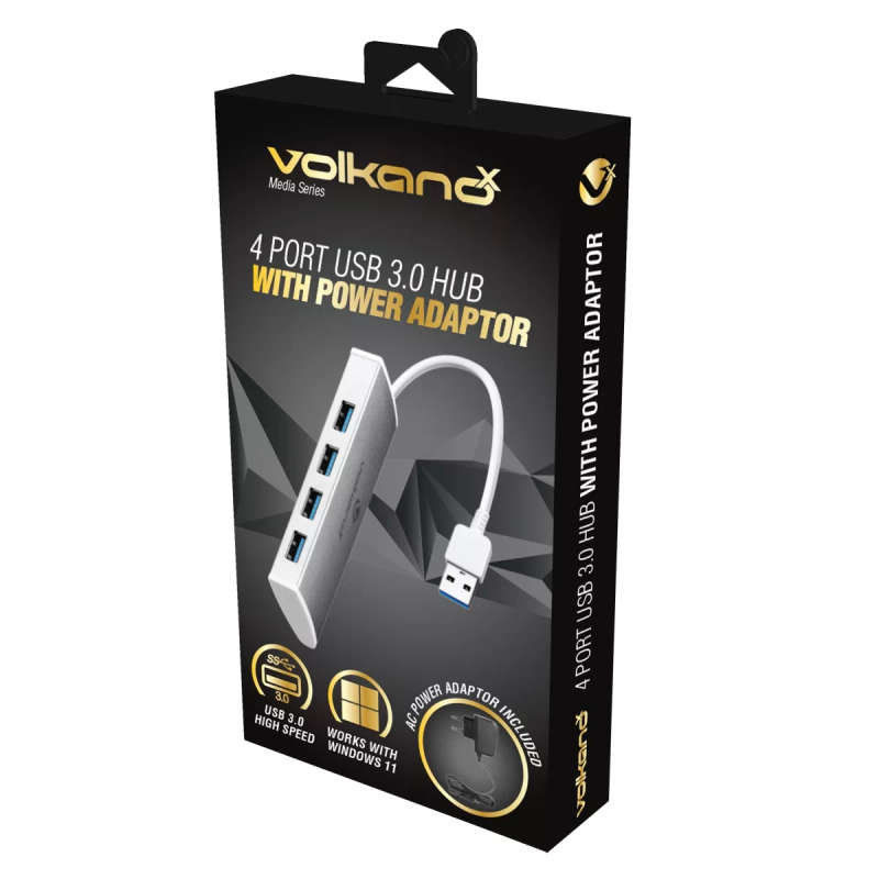 VolkanoX Media Series 4-port USB Hub with Power Adaptor