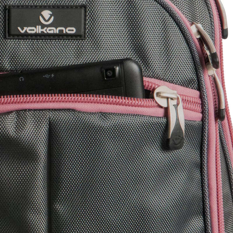 Volkano Orthopaedic Trolley Notebook Backpack Grey Pink