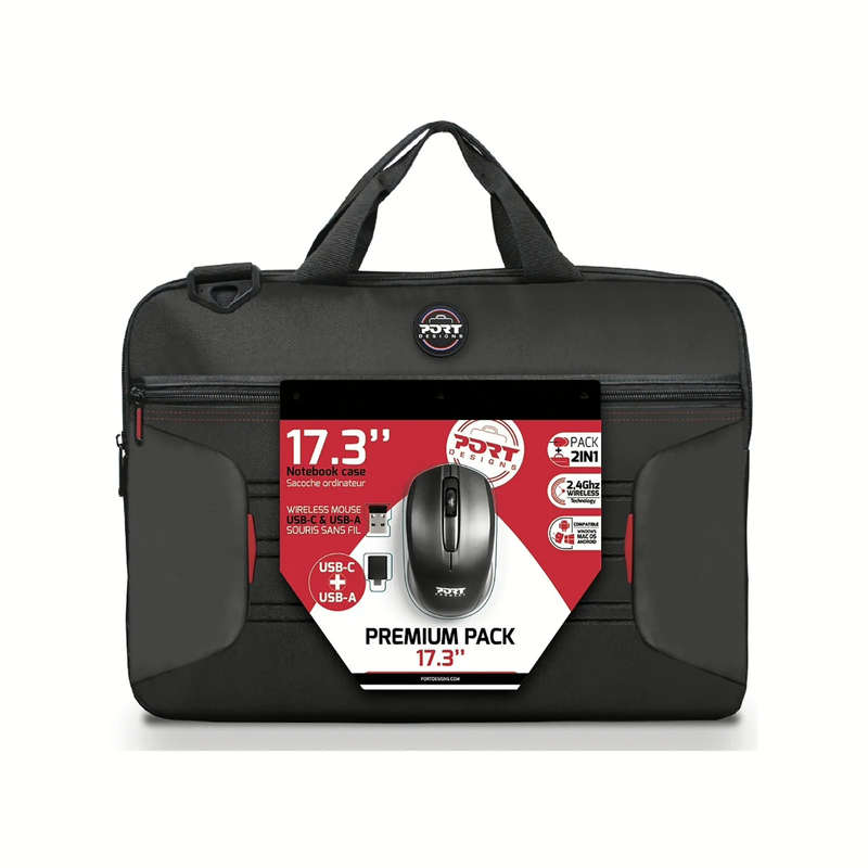 Port Designs Premium Bundle 15.6-inch Notebook Case and Wireless Mouse - Black