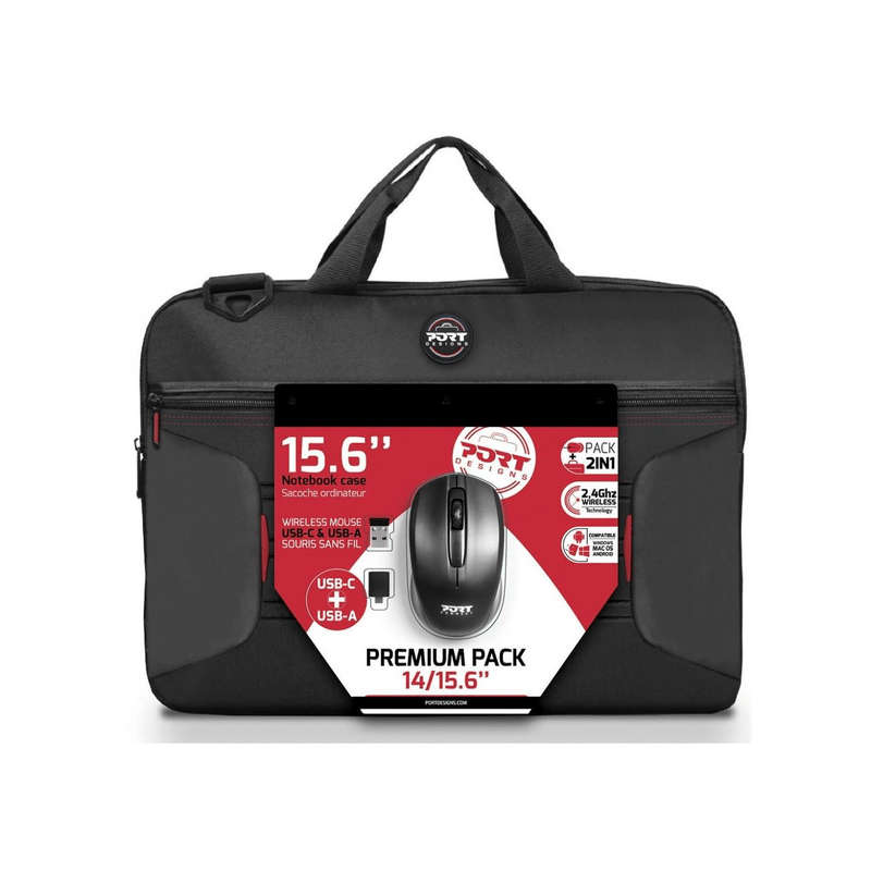 Port Designs Premium Bundle 15.6-inch Notebook Case and Wireless Mouse - Black