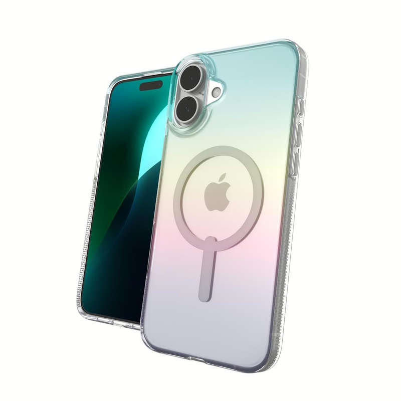ZAGG Milan Snap MagSafe Wireless Charging Compatible Case for iPhone 16 Plus Iridescent 