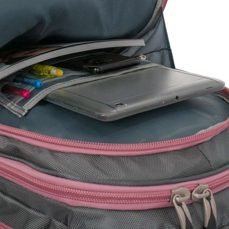 Volkano Orthopaedic Trolley Notebook Backpack Grey Pink