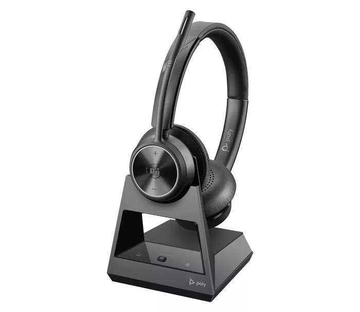 Poly Savi 7320 UC MS Stereo Wireless Headset with DECT Adapter and Charging Stand