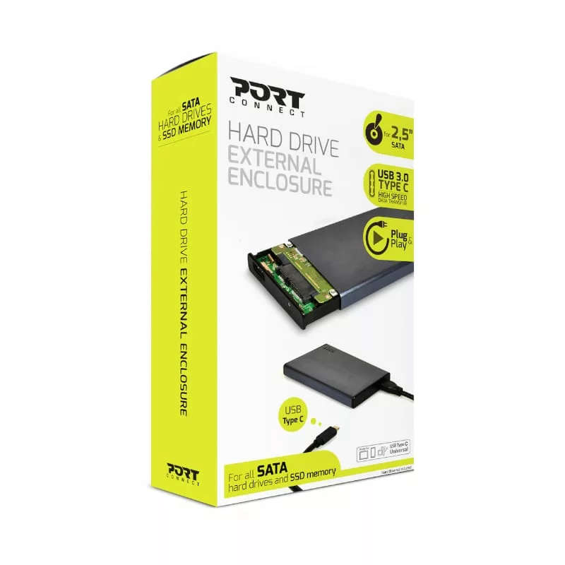 Port Designs 2.5-inch USB-C External HDD Enclosure Black