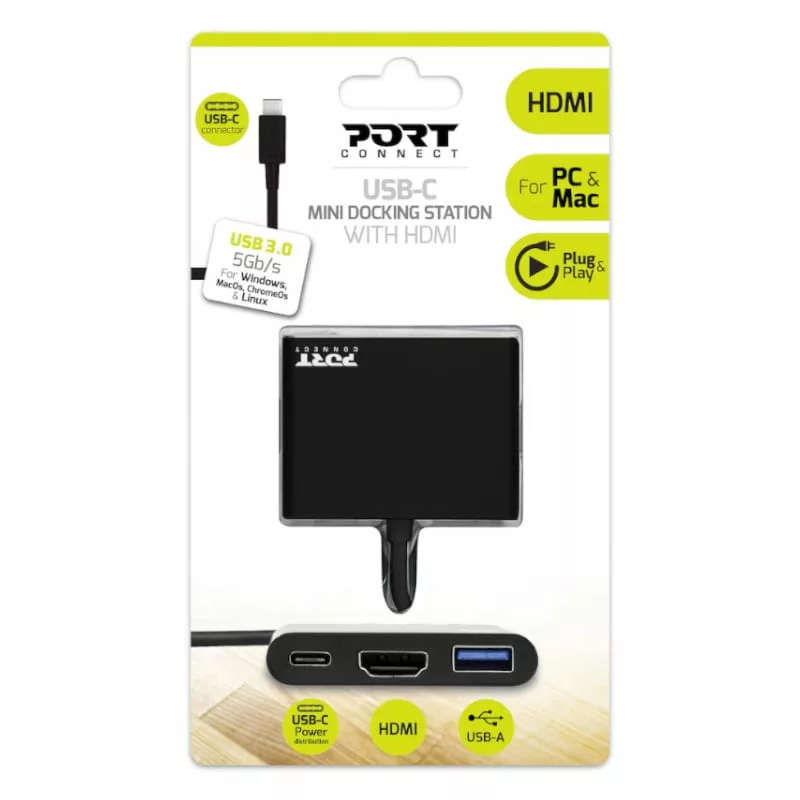 Port Designs 900140 Notebook Dock/Port Replicator Wired USB 3.2 Gen Type-C Black