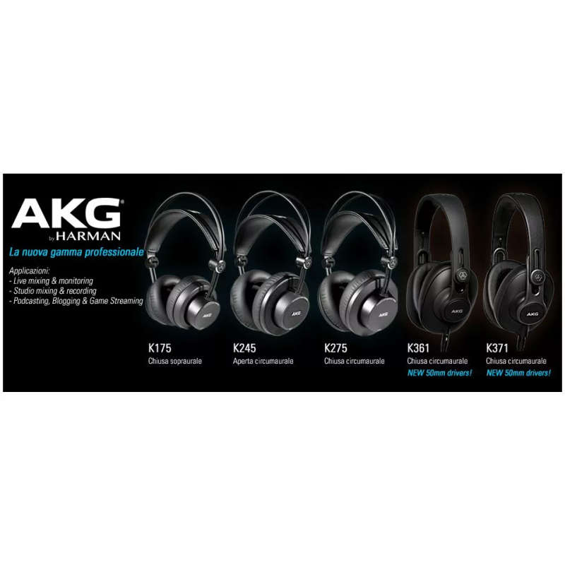AKG K371 Over-Ear Closed Back Foldable Studio Headphones