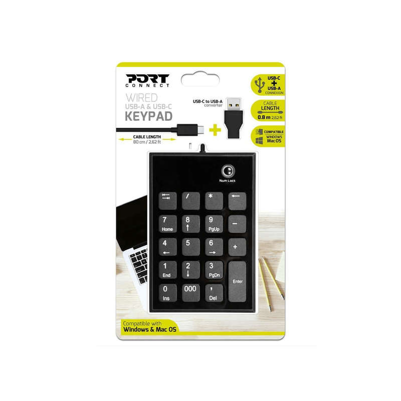 Port Designs Numeric Keypad Notebook USB Black and Grey