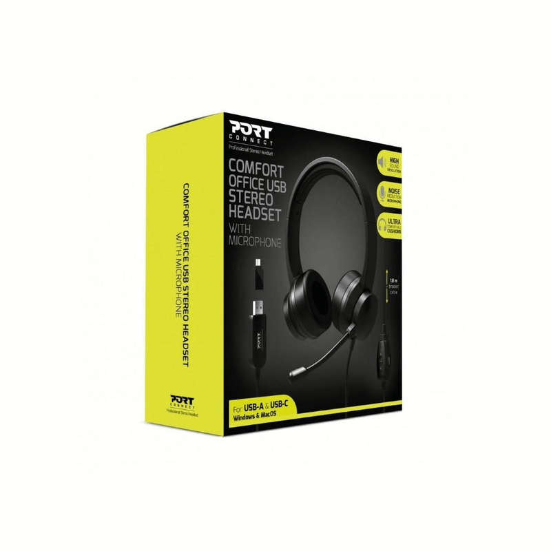 Port Designs Comfort Office USB Stereo Headset with Microphone