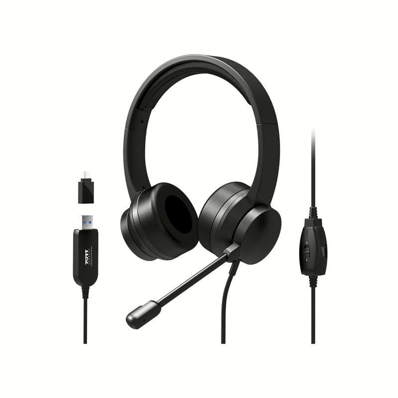 Port Designs Comfort Office USB Stereo Headset with Microphone